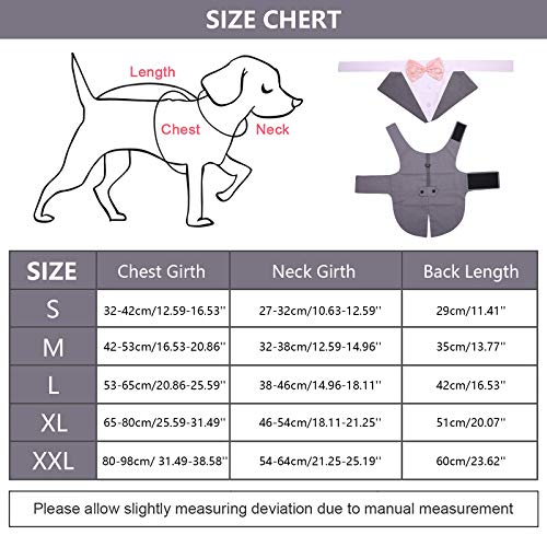 Dog Tuxedo Suit and Bandana Set,Small Medium Large Breeds Dog Wedding Attire Party,Gentle Pet Prince Costume with Detachable Bow Tie Collar,Cat Vest Shirt Dress-up Cosplay Apparel for Special Events