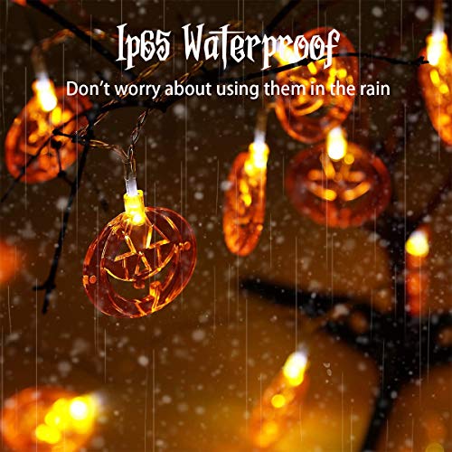 Kandice Halloween String Lights, 2 Modes&Battery Powered Pumpkin Lights, Halloween Decorative Lights with IP65-Waterproof Feature are Perfect for Decorating Outdoor or Indoor Halloween Atmosphere