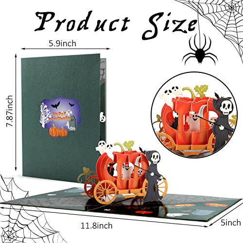 2 Pieces Halloween Pop Up Card Pumpkin Truck Card 3D Halloween Greeting Cards Trick or Treat Card with Envelope for Kids Happy Holiday Presents (Pumpkin Car)