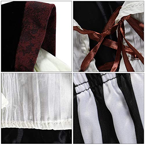 Pirate Costume Kids Deluxe Costume Pirate Dagger Compass Earring Purse for Halloween Party (S)