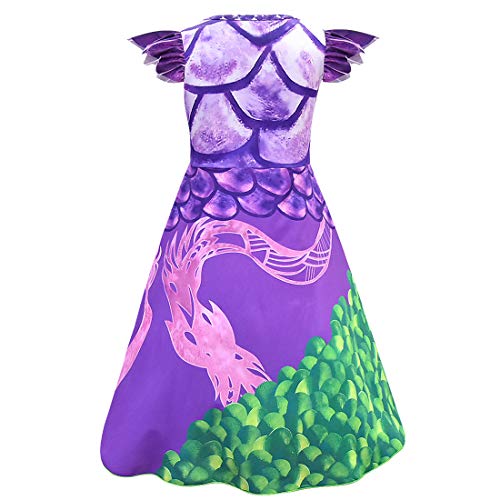 Wenge Descendants 3 Dragon Mal Costume for girls, Audrey Halloween Costume Kids Halloween Cosplay (110CM(5-6T), Purple)