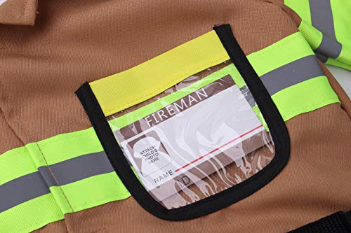 yolsun Tan Fireman Costume for Kids, Boys' and Girls' Firefighter Dress up (7 pcs) 4-5 Years