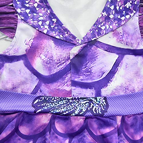 Wenge Descendants 3 Dragon Mal Costume for girls, Audrey Halloween Costume Kids Halloween Cosplay (110CM(5-6T), Purple)