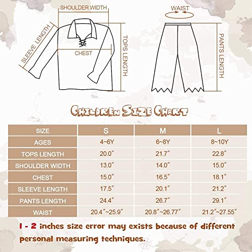Pirate Costume Kids Deluxe Costume Pirate Dagger Compass Earring Purse for Halloween Party (S)