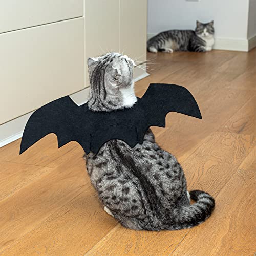 Cat Bat Wings, HKFUON Dog Pet Costume for Halloween Party Decoration, Adjustable Cute Black Bat Wings for Small Puppy Kitten Clothes Outfit Cosplay Halloween Pet Apparel Stuff Dress Up Accessories