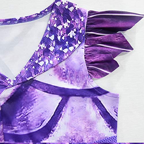 Wenge Descendants 3 Dragon Mal Costume for girls, Audrey Halloween Costume Kids Halloween Cosplay (110CM(5-6T), Purple)