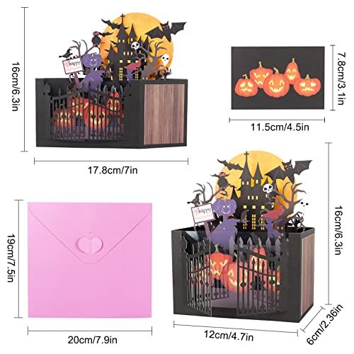 Giiffu Haunted House Halloween Card, Happy Halloween Celebration Greeting Cards, Handmade Halloween Pop Up Card, Personalised 3d Pop Up Box Card, Birthday, New Home, Congratulations, Thank You
