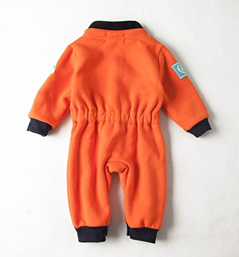 stylesilove Baby Toddler Boy Astronaut Fleece Costume Jumpsuit Cosplay Party Halloween Baby Boy Clothes (90/12-18 Months, Orange)