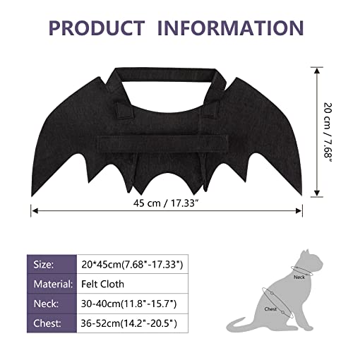 Cat Bat Wings, HKFUON Dog Pet Costume for Halloween Party Decoration, Adjustable Cute Black Bat Wings for Small Puppy Kitten Clothes Outfit Cosplay Halloween Pet Apparel Stuff Dress Up Accessories