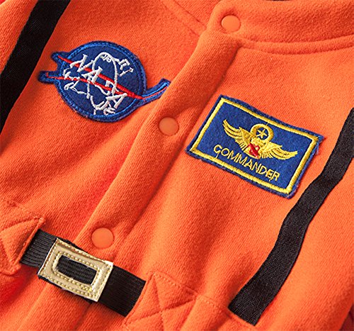 stylesilove Baby Toddler Boy Astronaut Fleece Costume Jumpsuit Cosplay Party Halloween Baby Boy Clothes (90/12-18 Months, Orange)
