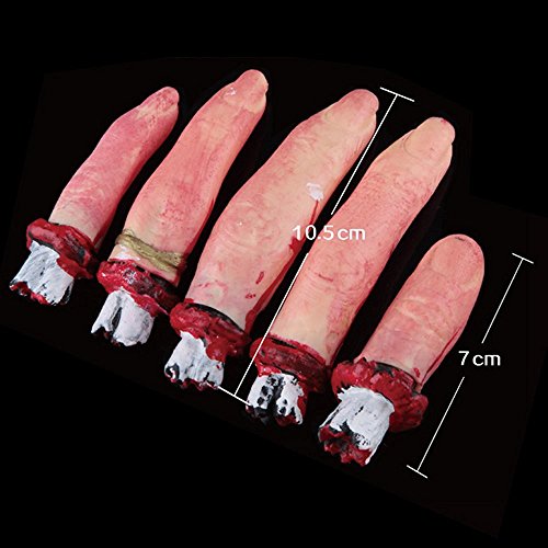 AKOAK 5 Pcs Scary Bloody Severed Chopped Off Fingers Chop Halloween Party Decorations Prop