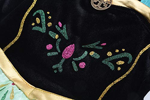 JerrisApparel Girls Princess Costume Snow Party Halloween Cosplay Fancy Dress (5, Green with Accessories)