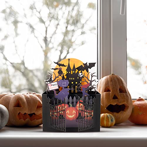 Giiffu Haunted House Halloween Card, Happy Halloween Celebration Greeting Cards, Handmade Halloween Pop Up Card, Personalised 3d Pop Up Box Card, Birthday, New Home, Congratulations, Thank You