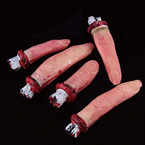 AKOAK 5 Pcs Scary Bloody Severed Chopped Off Fingers Chop Halloween Party Decorations Prop