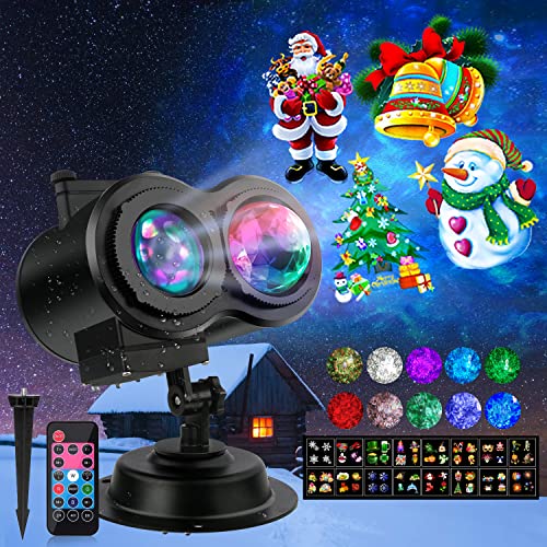 Outdoor Holiday Lights, Holiday Projector Lights Outdoor, 26 HD Effects 3D Ocean Wave & Patterns Waterproof with Remote Timer, Christmas Light Projector Indoor for Xmas Decor Holiday Party