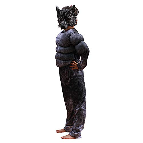 Eppsoie Child Muscle Wolf Suits Costume for Boys Kids Halloween Wolf Costumes with Wolf Mask Monster Dress up(6-8)