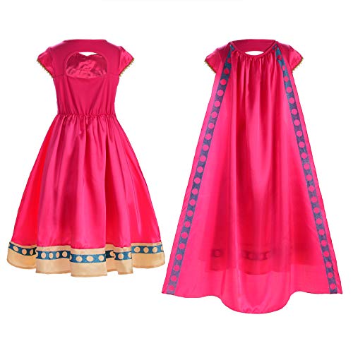 Princess Jasmine Costume Dress Up Clothes Fancy Arabian Outfit Attire with Cape Tiara Wand Gloves Accessories Set for Little Toddler Girls Kids Halloween Cosplay Birthday Party 4T 5T 4-5 Years