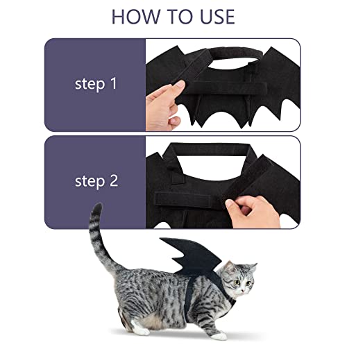 Cat Bat Wings, HKFUON Dog Pet Costume for Halloween Party Decoration, Adjustable Cute Black Bat Wings for Small Puppy Kitten Clothes Outfit Cosplay Halloween Pet Apparel Stuff Dress Up Accessories