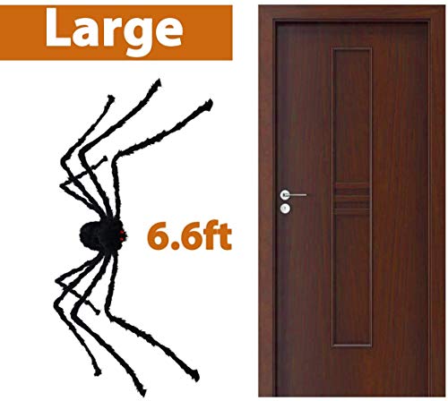 6.6ft Giant Hairy Spider Halloween Decorations Outdoor Spider Furry Black Giant Scary Fuzzy Spiders Outside Indoor Yard Wed Decor Party Favor