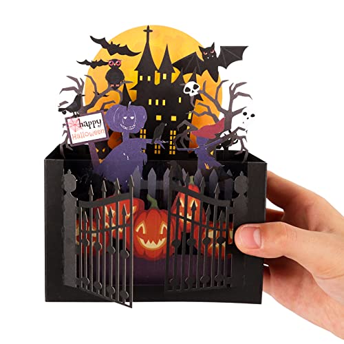 Giiffu Haunted House Halloween Card, Happy Halloween Celebration Greeting Cards, Handmade Halloween Pop Up Card, Personalised 3d Pop Up Box Card, Birthday, New Home, Congratulations, Thank You