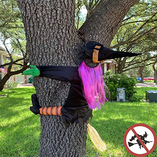 Betty Bash Crashing Witch into Tree Halloween Yard Decorations,(54" H) Large Crashing Witch into Tree