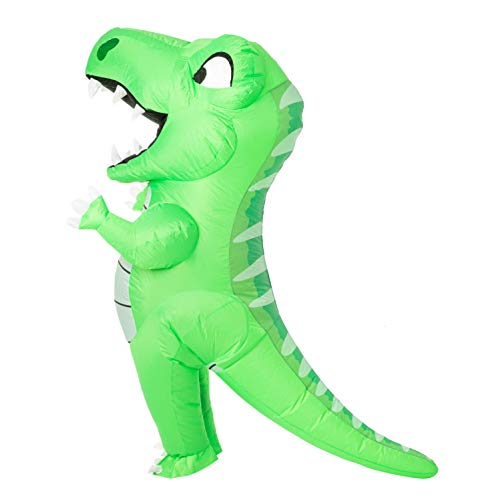 Spooktacular Creations Inflatable Halloween Costume Full Body Dinosaur Inflatable Costume - Child Unisex T-Rex Costume (Green, Child (7-10))