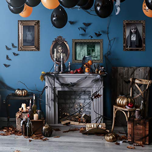 Halloween Decorations, 12 Pieces Laminated Halloween Gothic Decor Poster Frames Durable Haunted House Creepy Portraits Pictures Spooky Home Decor