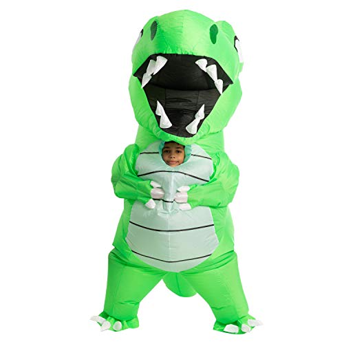 Spooktacular Creations Inflatable Halloween Costume Full Body Dinosaur Inflatable Costume - Child Unisex T-Rex Costume (Green, Child (7-10))