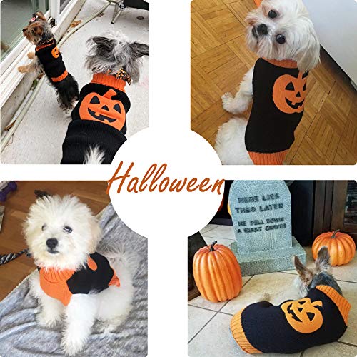 NACOCO Dog Sweater Pumpkin Pet Sweaters Halloween Holiday Party for Cat and Puppy (S)