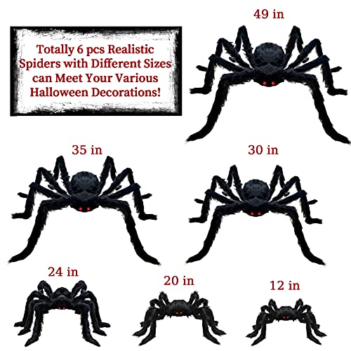 CH HAICHENG 6 Pcs Halloween Spiders Decorations, Giant Hairy Spiders Halloween Decorations Indoor Outdoor Decor
