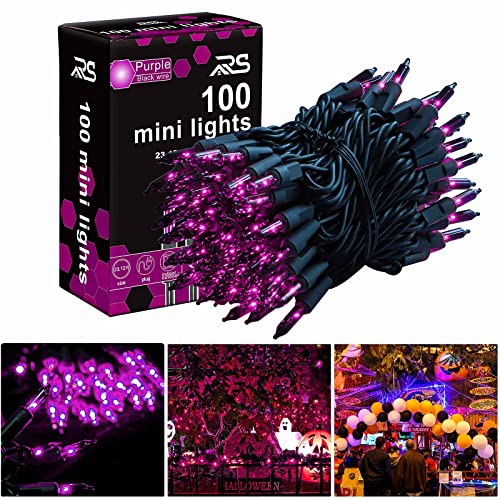 Ruisita Halloween String Lights 23.12 ft 100 Incandescent Purplish Red Mini Bulbs Lights, 120 V UL Certified String Lights for Outdoor and Indoor, Fairy Garden, Patio, Holiday, Halloween Decorations