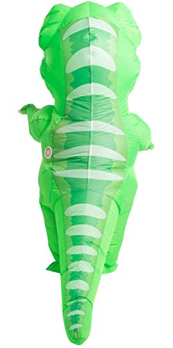 Spooktacular Creations Inflatable Halloween Costume Full Body Dinosaur Inflatable Costume - Child Unisex T-Rex Costume (Green, Child (7-10))