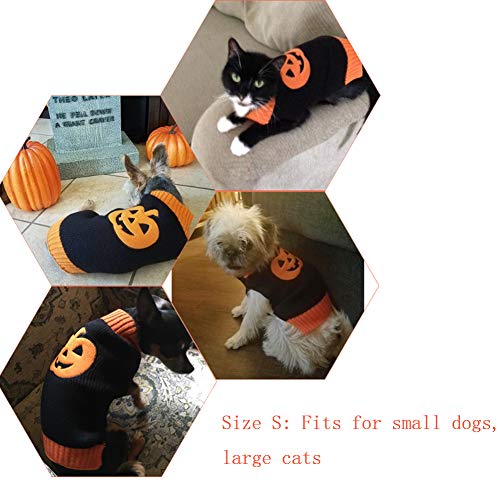 NACOCO Dog Sweater Pumpkin Pet Sweaters Halloween Holiday Party for Cat and Puppy (S)