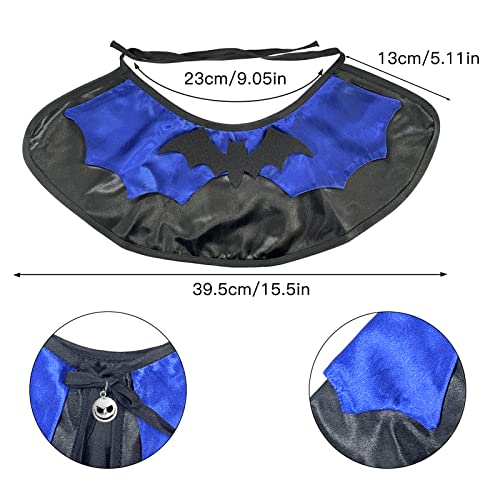 Halloween Cat Costume: Cat Witch Hat with Pet Cape, Funny Cat Wizard Costume, Cat Halloween Party Cosplay Clothes, Cute Cat Outfit for Cats Kittens Small Dogs (Blue)