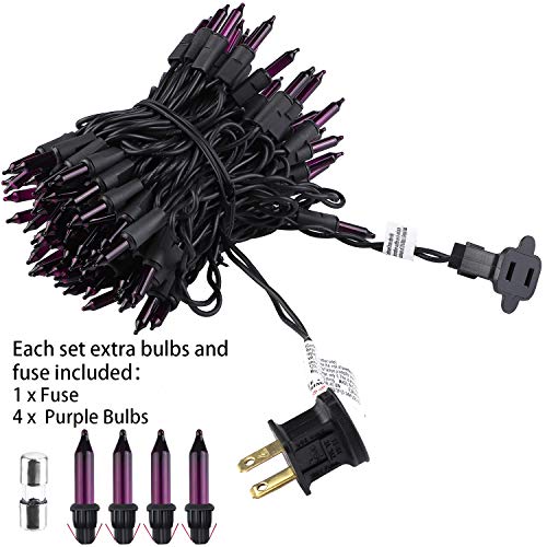 Ruisita Halloween String Lights 23.12 ft 100 Incandescent Purplish Red Mini Bulbs Lights, 120 V UL Certified String Lights for Outdoor and Indoor, Fairy Garden, Patio, Holiday, Halloween Decorations