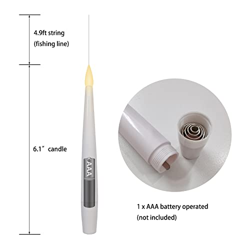 Leejec 20pcs Flameless Taper Floating Candles with Magic Wand Remote, Flickering Warm Light, Battery Operated 6.1" LED Electric Window Candle, Decor for Christmas, Wedding, Halloween, Birthday Party