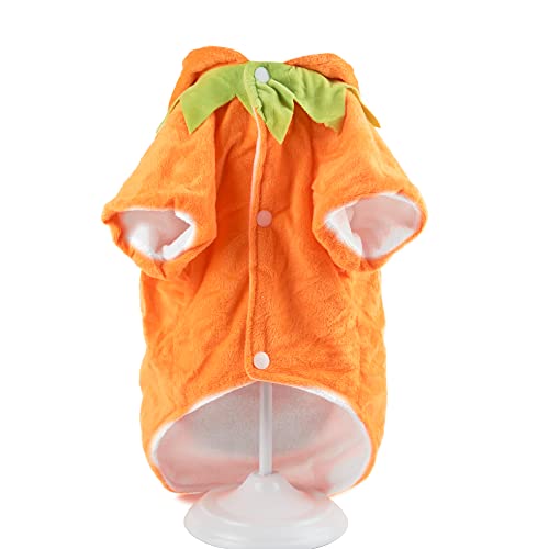 Delifur Dog Cat Halloween Pumpkin Costume Puppy Fleece Hoodie Coat for Small to Medium Dogs (Small)