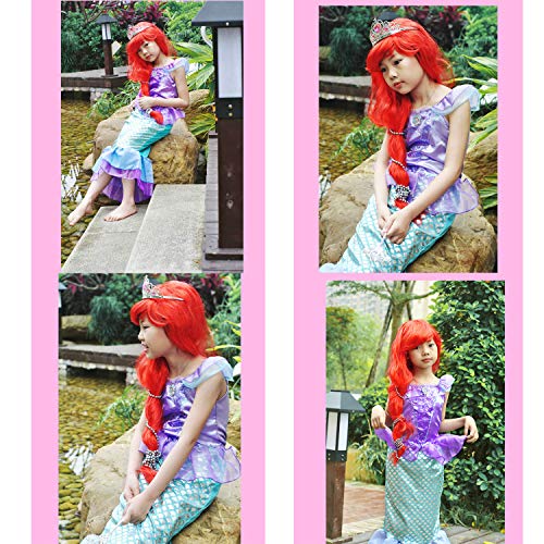 Joy Join Little Girls Princess Mermaid Costume for Girls Dress Up Party with Wig,Crown, Mace 3-4 Years