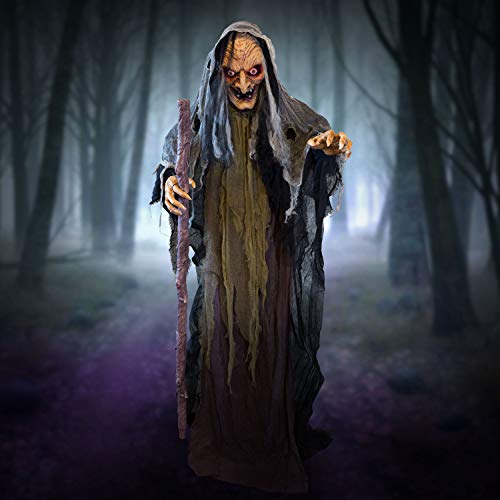 Holidayana Halloween Animatronic Evil Witch - 5ft 2in Animated Standing Evil Witch Prop Decoration