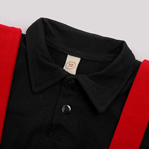 Baby Boy Short Sleeve Gentleman Bowtie Tuxedo Jumpsuit Overall Romper Mouse 1st Birthday Outfit Halloween Xmas First Christmas Clothing Headband Bowtie Infant Easter Day Clothing Red 12-18 Months