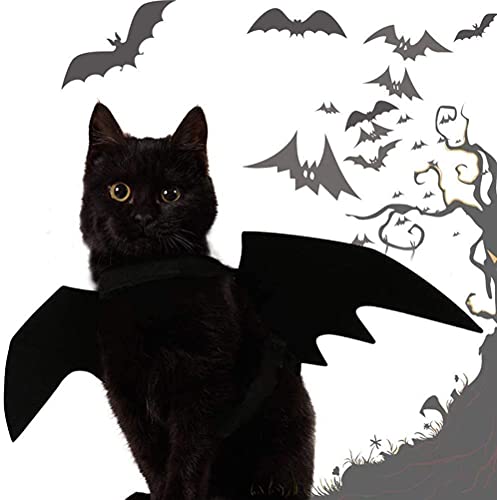 Pet Cat Costume Halloween Bat Wings Pet Costumes Pet Apparel for Small Dogs and Cats, Collar Cosplay Bat Costume