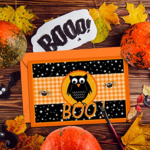 AnyDesign 32 Pack Halloween Greeting Cards with Matching Stickers Envelopes Ghost Trick or Treat Boo Invitation Cards Blank Note Cards for Halloween Party Invitation Gift Supplies, 4 x 6 Inch