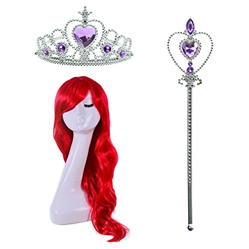 Joy Join Little Girls Princess Mermaid Costume for Girls Dress Up Party with Wig,Crown, Mace 3-4 Years