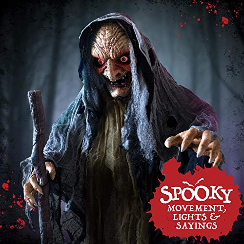 Holidayana Halloween Animatronic Evil Witch - 5ft 2in Animated Standing Evil Witch Prop Decoration