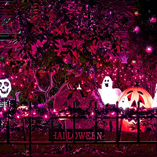 Ruisita Halloween String Lights 23.12 ft 100 Incandescent Purplish Red Mini Bulbs Lights, 120 V UL Certified String Lights for Outdoor and Indoor, Fairy Garden, Patio, Holiday, Halloween Decorations