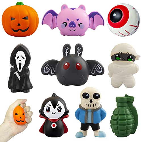 Halloween Squishy Toys,9Pcs Mochi Squishy Toy,Halloween Party Favors for Kids,Adults,Pumpkin Squishies Anxiety Toys, Halloween Prizes for Girls Boys