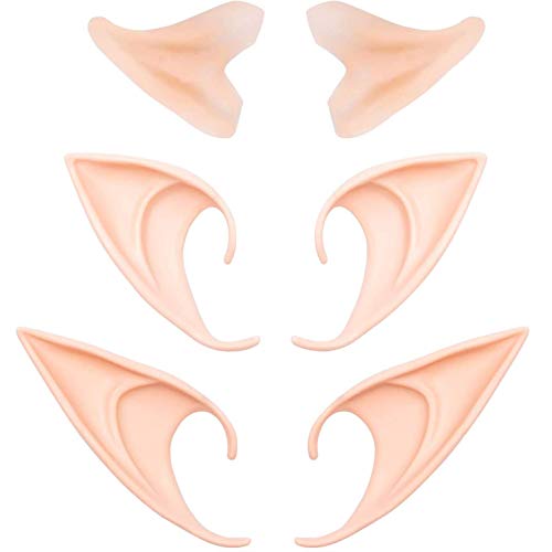GREAT&LUCKY Cosplay Fairy Pixie Elf Ears - Soft Pointed Tips Anime Party Dress Up Costume Masquerade Accessories for Halloween Christmas Party, 3 Pair