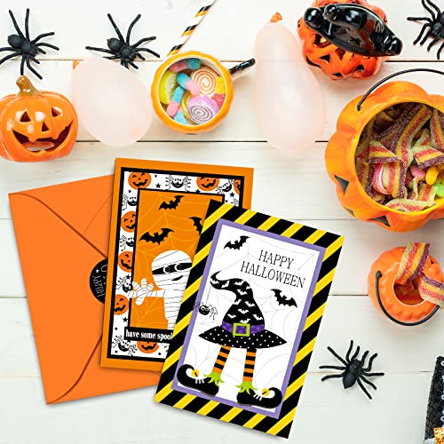 AnyDesign 32 Pack Halloween Greeting Cards with Matching Stickers Envelopes Ghost Trick or Treat Boo Invitation Cards Blank Note Cards for Halloween Party Invitation Gift Supplies, 4 x 6 Inch