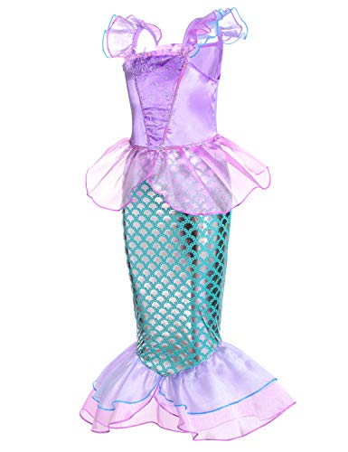 Joy Join Little Girls Princess Mermaid Costume for Girls Dress Up Party with Wig,Crown, Mace 3-4 Years