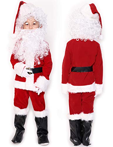 ADOMI Children's Deluxe Santa Suit 10pc. Christmas Child Santa Claus Kids Halloween Costume Cosplay S